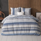 Polycotton Duvet Cover Set Stripy | Blue | Single - 140cm (W) x 220cm (L) - The Bedding & Blankets Store