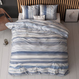 Polycotton Duvet Cover Set Stripy | Blue | Single - 140cm (W) x 220cm (L) - The Bedding & Blankets Store