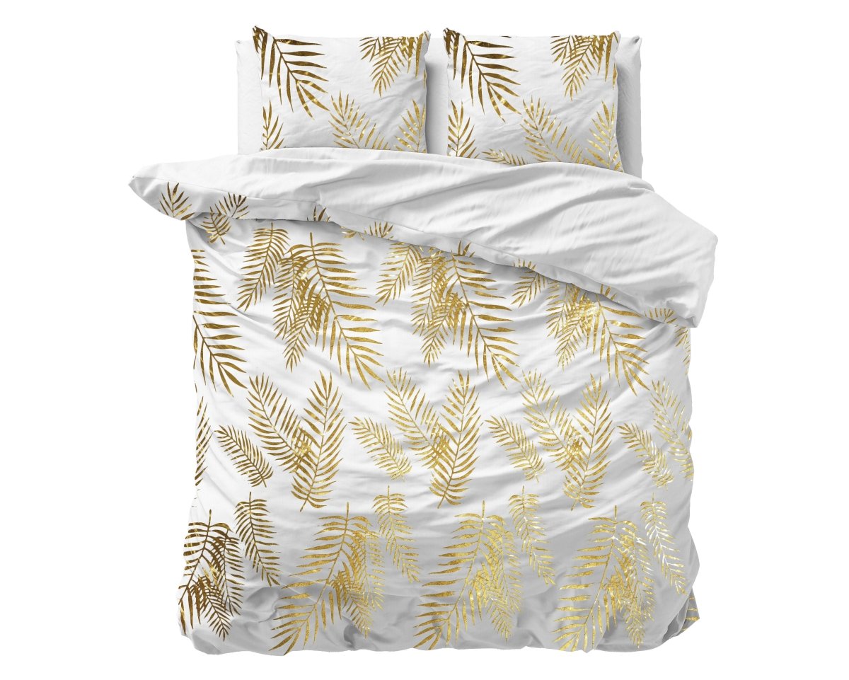 Polyester Duvet Cover Set Leaves | White | Single - 140cm (W) x 220cm (L) - The Bedding & Blankets Store