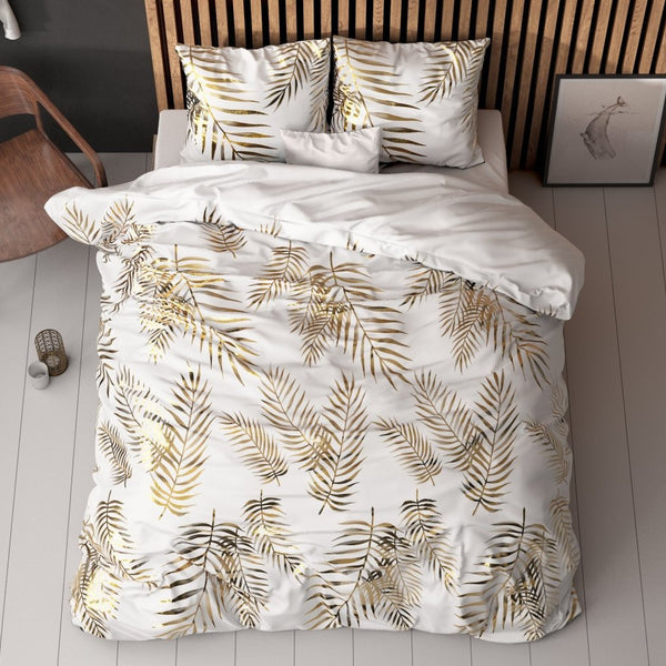 Polyester Duvet Cover Set Leaves | White | Single - 140cm (W) x 220cm (L) - The Bedding & Blankets Store