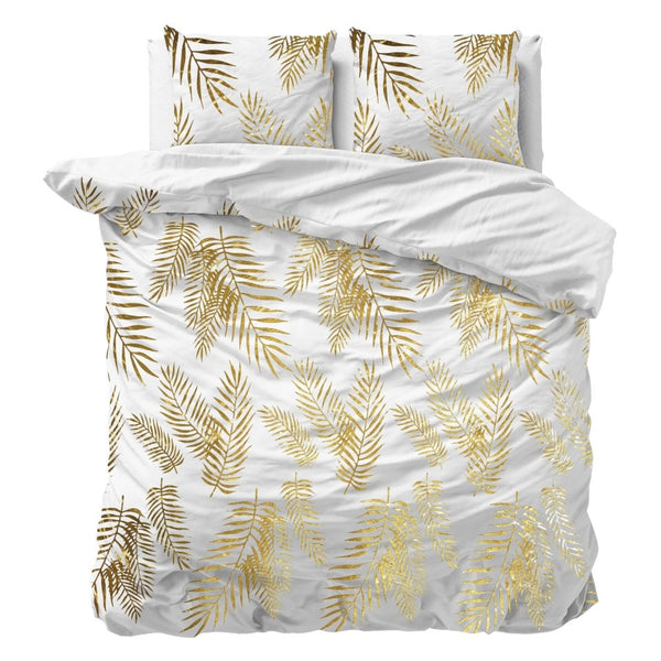 Polyester Duvet Cover Set Leaves | White | Single - 140cm (W) x 220cm (L) - The Bedding & Blankets Store