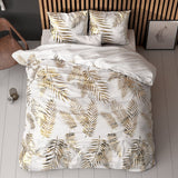 Polyester Duvet Cover Set Leaves | White | Single - 140cm (W) x 220cm (L) - The Bedding & Blankets Store