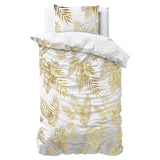 Polyester Duvet Cover Set Leaves | White | Single - 140cm (W) x 220cm (L) - The Bedding & Blankets Store