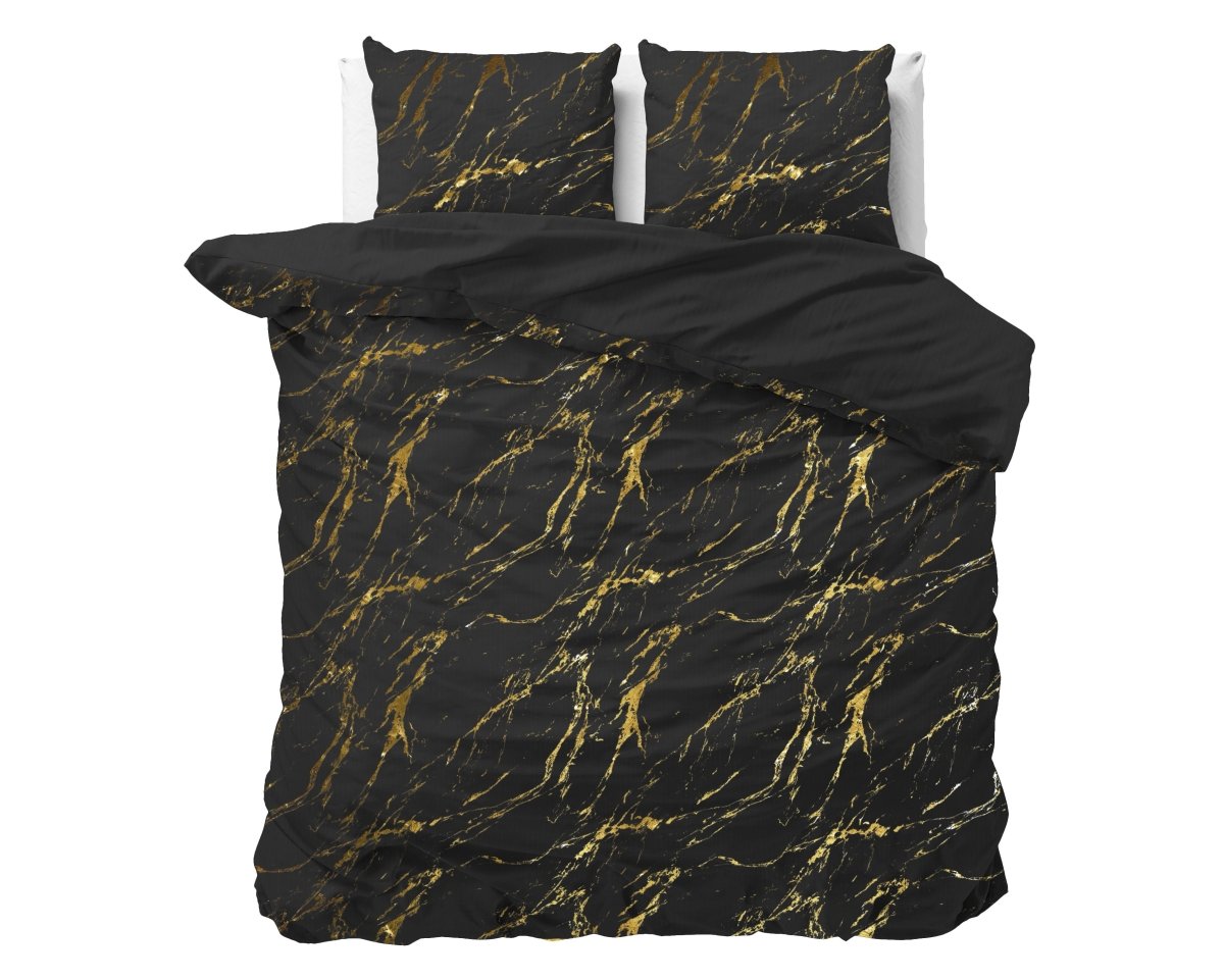 Polyester Duvet Cover Set Marble | Black | Single - 140cm (W) x 220cm (L) - The Bedding & Blankets Store