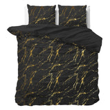 Polyester Duvet Cover Set Marble | Black | Single - 140cm (W) x 220cm (L) - The Bedding & Blankets Store