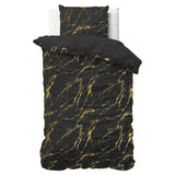 Polyester Duvet Cover Set Marble | Black | Single - 140cm (W) x 220cm (L) - The Bedding & Blankets Store