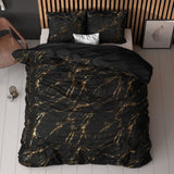 Polyester Duvet Cover Set Marble | Black | Single - 140cm (W) x 220cm (L) - The Bedding & Blankets Store