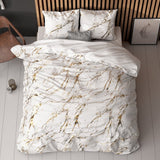 Polyester Duvet Cover Set Marble | White | Single - 140cm (W) x 220cm (L) - The Bedding & Blankets Store