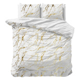 Polyester Duvet Cover Set Marble | White | Single - 140cm (W) x 220cm (L) - The Bedding & Blankets Store