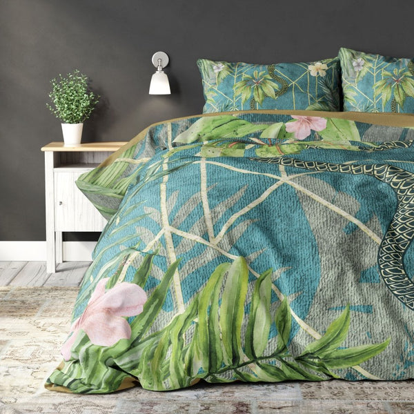 Polyester Duvet Cover Set Palm Wood | Green | King - 240cm (W) x 220cm (L) - The Bedding & Blankets Store