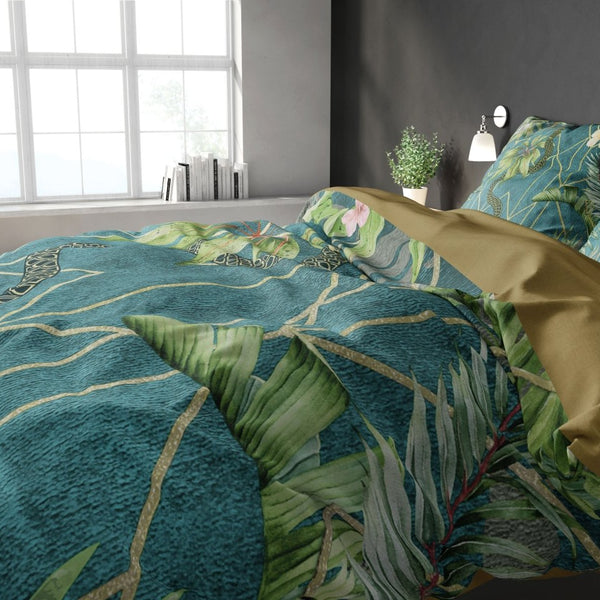Polyester Duvet Cover Set Palm Wood | Green | King - 240cm (W) x 220cm (L) - The Bedding & Blankets Store