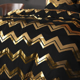 Polyester Duvet Cover Set Wave | Black | Double - 200cm (W) x 220cm (L) - The Bedding & Blankets Store