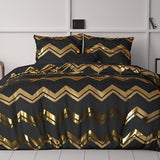 Polyester Duvet Cover Set Wave | Black | Double - 200cm (W) x 220cm (L) - The Bedding & Blankets Store