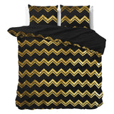 Polyester Duvet Cover Set Wave | Black | Double - 200cm (W) x 220cm (L) - The Bedding & Blankets Store