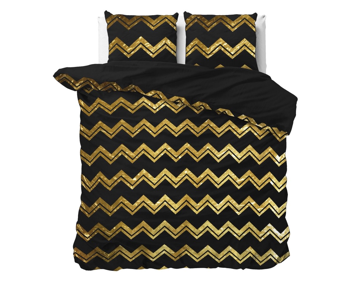 Polyester Duvet Cover Set Wave | Black | Double - 200cm (W) x 220cm (L) - The Bedding & Blankets Store