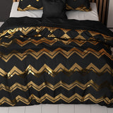 Polyester Duvet Cover Set Wave | Black | Double - 200cm (W) x 220cm (L) - The Bedding & Blankets Store