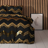 Polyester Duvet Cover Set Wave | Black | Double - 200cm (W) x 220cm (L) - The Bedding & Blankets Store