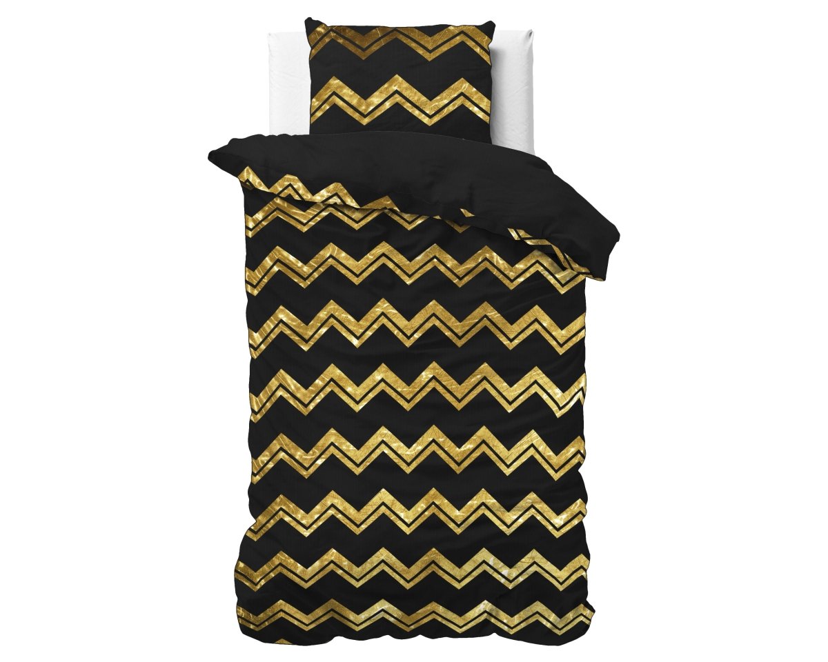 Polyester Duvet Cover Set Wave | Black | Single - 140cm (W) x 220cm (L) - The Bedding & Blankets Store