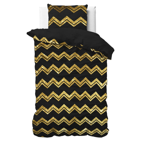Polyester Duvet Cover Set Wave | Black | Single - 140cm (W) x 220cm (L) - The Bedding & Blankets Store