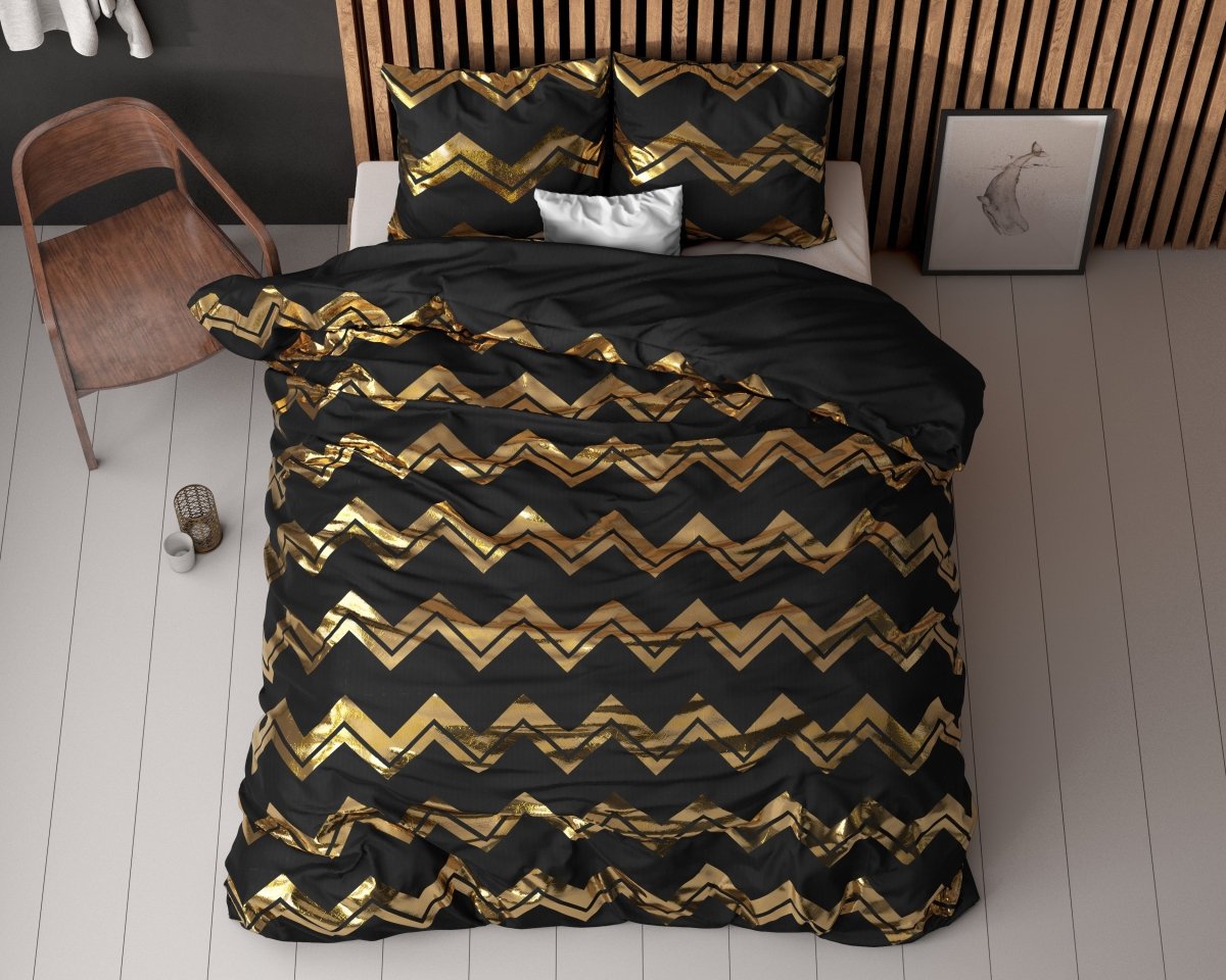 Polyester Duvet Cover Set Wave | Black | Single - 140cm (W) x 220cm (L) - The Bedding & Blankets Store