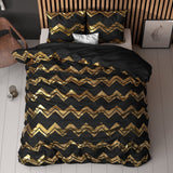 Polyester Duvet Cover Set Wave | Black | Single - 140cm (W) x 220cm (L) - The Bedding & Blankets Store