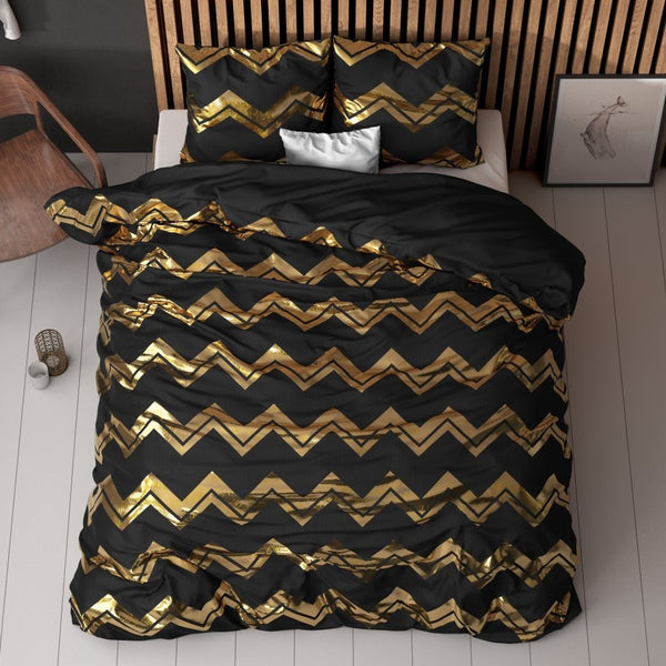 Polyester Duvet Cover Set Wave | Black | Single - 140cm (W) x 220cm (L) - The Bedding & Blankets Store