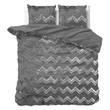 Polyester Duvet Cover Set Wave | Grey | Double - 200cm (W) x 220cm (L) - The Bedding & Blankets Store