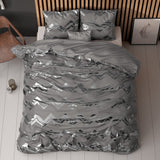 Polyester Duvet Cover Set Wave | Grey | Single - 140cm (W) x 220cm (L) - The Bedding & Blankets Store