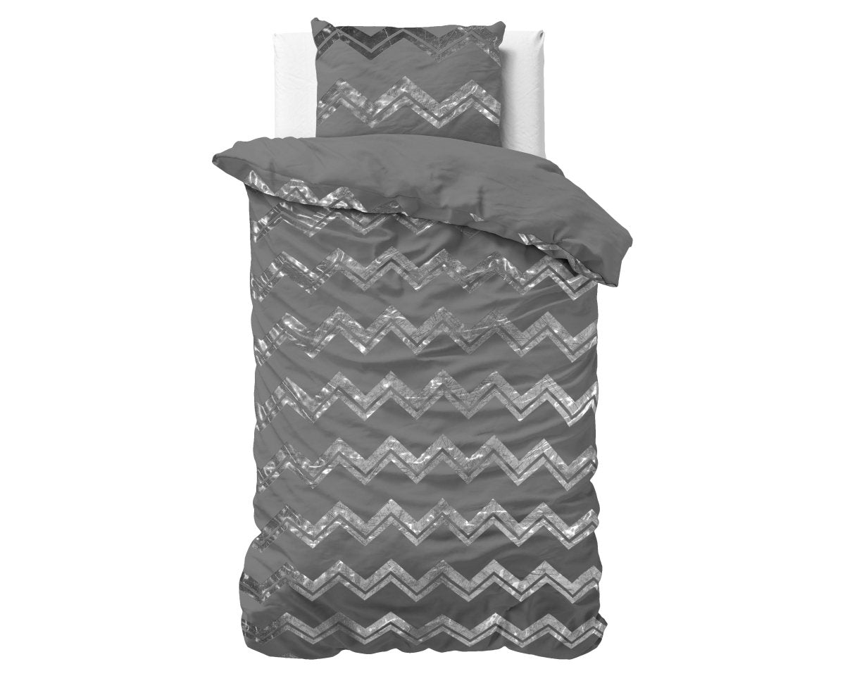 Polyester Duvet Cover Set Wave | Grey | Single - 140cm (W) x 220cm (L) - The Bedding & Blankets Store