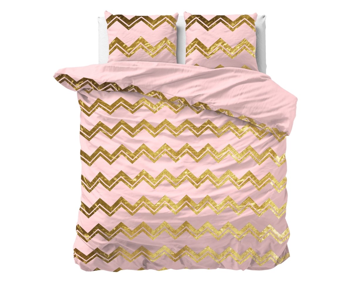Polyester Duvet Cover Set Wave | Pink | Double - 200cm (W) x 220cm (L) - The Bedding & Blankets Store