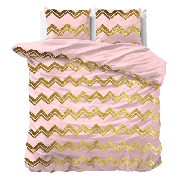 Polyester Duvet Cover Set Wave | Pink | Double - 200cm (W) x 220cm (L) - The Bedding & Blankets Store