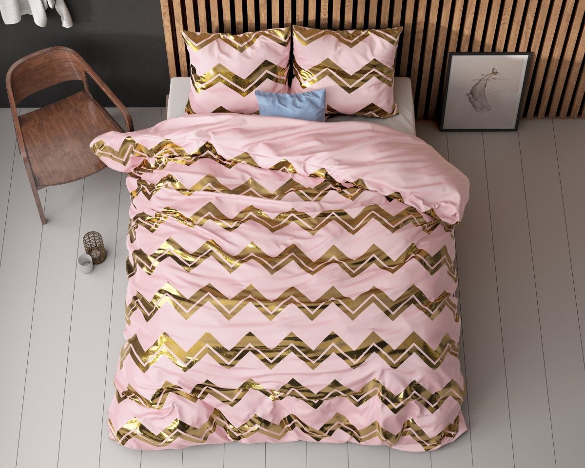 Polyester Duvet Cover Set Wave | Pink | King - 240cm (W) x 220cm (L) - The Bedding & Blankets Store