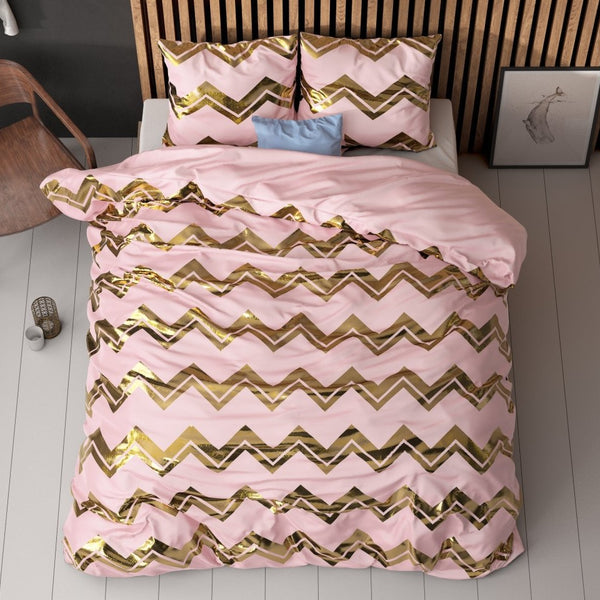 Polyester Duvet Cover Set Wave | Pink | Single - 140cm (W) x 220cm (L) - The Bedding & Blankets Store