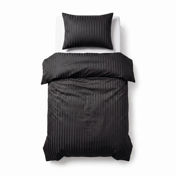Premium Microfibre Percale Duvet Cover Set Dallas | Black | Single - 140cm (W) x 220cm (L) - The Bedding & Blankets Store