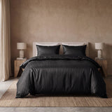 Premium Microfibre Percale Duvet Cover Set Dallas | Black | Single - 140cm (W) x 220cm (L) - The Bedding & Blankets Store