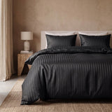 Premium Microfibre Percale Duvet Cover Set Dallas | Black | Single - 140cm (W) x 220cm (L) - The Bedding & Blankets Store