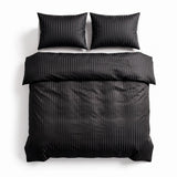 Premium Microfibre Percale Duvet Cover Set Dallas | Black | Single - 140cm (W) x 220cm (L) - The Bedding & Blankets Store