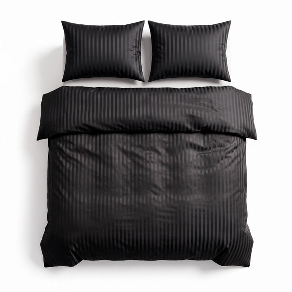 Premium Microfibre Percale Duvet Cover Set Dallas | Black | Single - 140cm (W) x 220cm (L) - The Bedding & Blankets Store