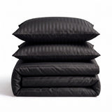 Premium Microfibre Percale Duvet Cover Set Dallas | Black | Single - 140cm (W) x 220cm (L) - The Bedding & Blankets Store