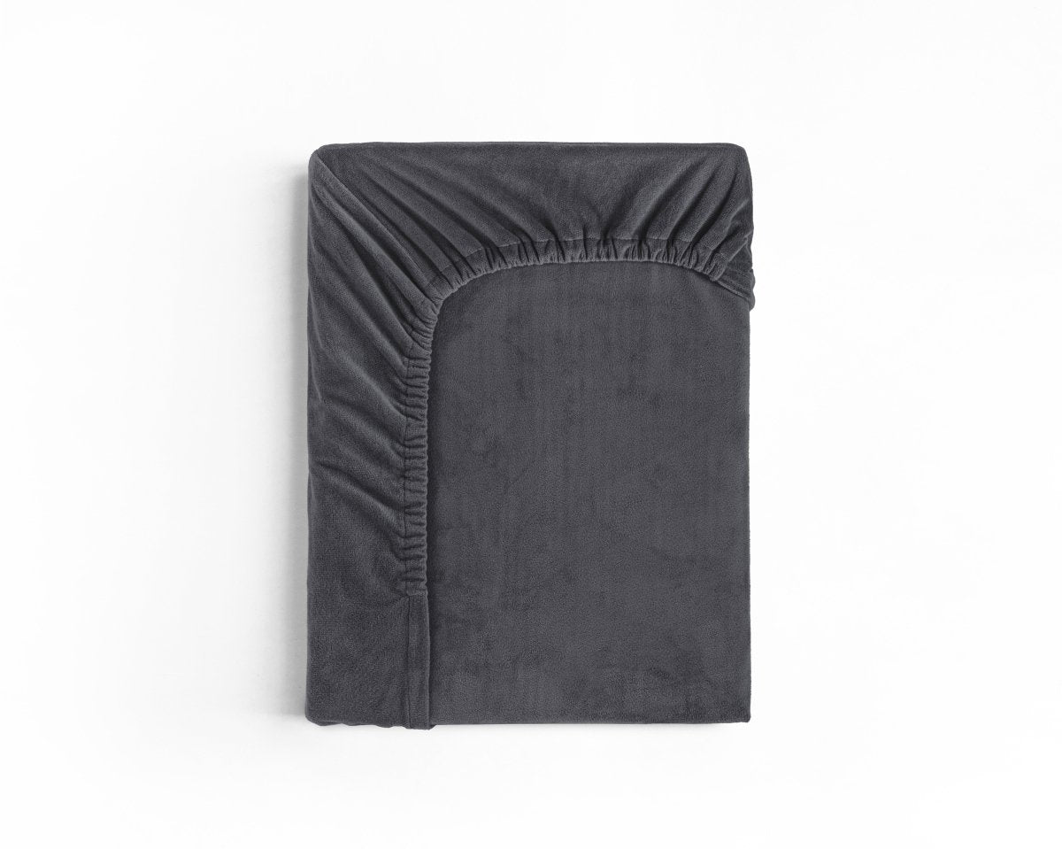 Premium Velvet Fitted Sheet | Anthracite Grey | Single 90 x 200cm (L) x 30cm (D) - The Bedding & Blankets Store