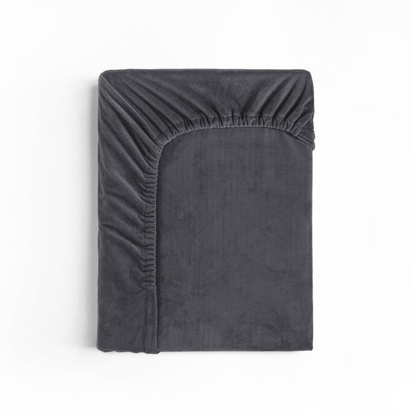 Premium Velvet Fitted Sheet | Anthracite Grey | Single 90 x 200cm (L) x 30cm (D) - The Bedding & Blankets Store