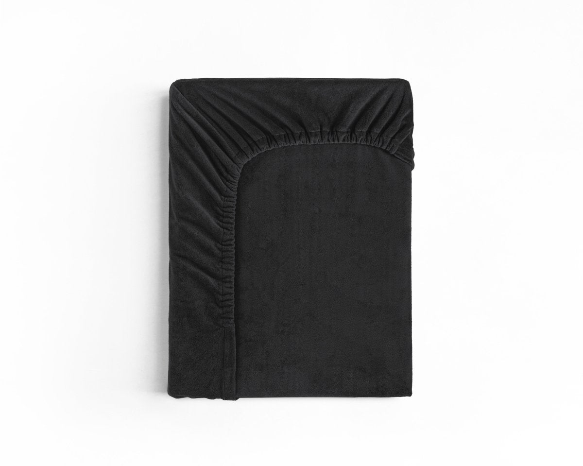 Premium Velvet Fitted Sheet | Black | Single 90 x 200cm (L) x 30cm (D) - The Bedding & Blankets Store