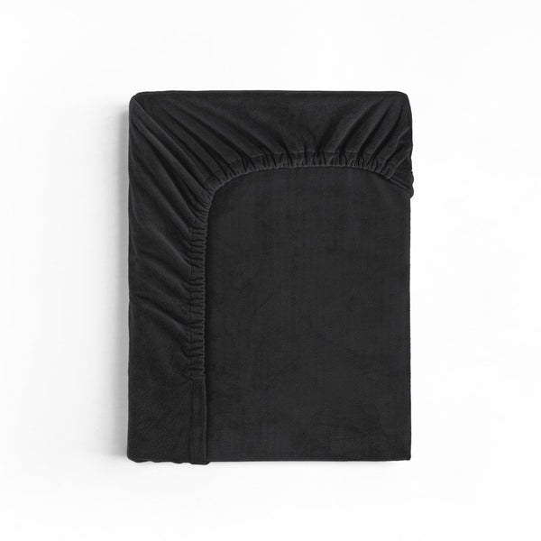 Premium Velvet Fitted Sheet | Black | Single 90 x 200cm (L) x 30cm (D) - The Bedding & Blankets Store