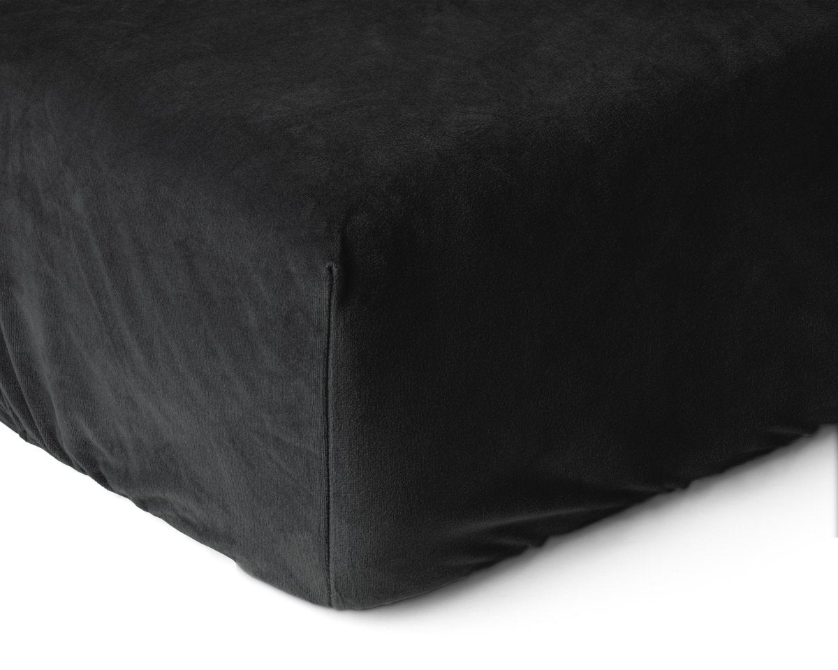 Premium Velvet Fitted Sheet | Black | Single 90 x 200cm (L) x 30cm (D) - The Bedding & Blankets Store