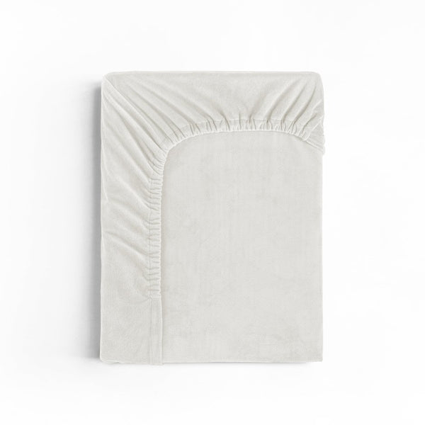 Premium Velvet Fitted Sheet | Cream | Single 90 x 200cm (L) x 30cm (D) - The Bedding & Blankets Store