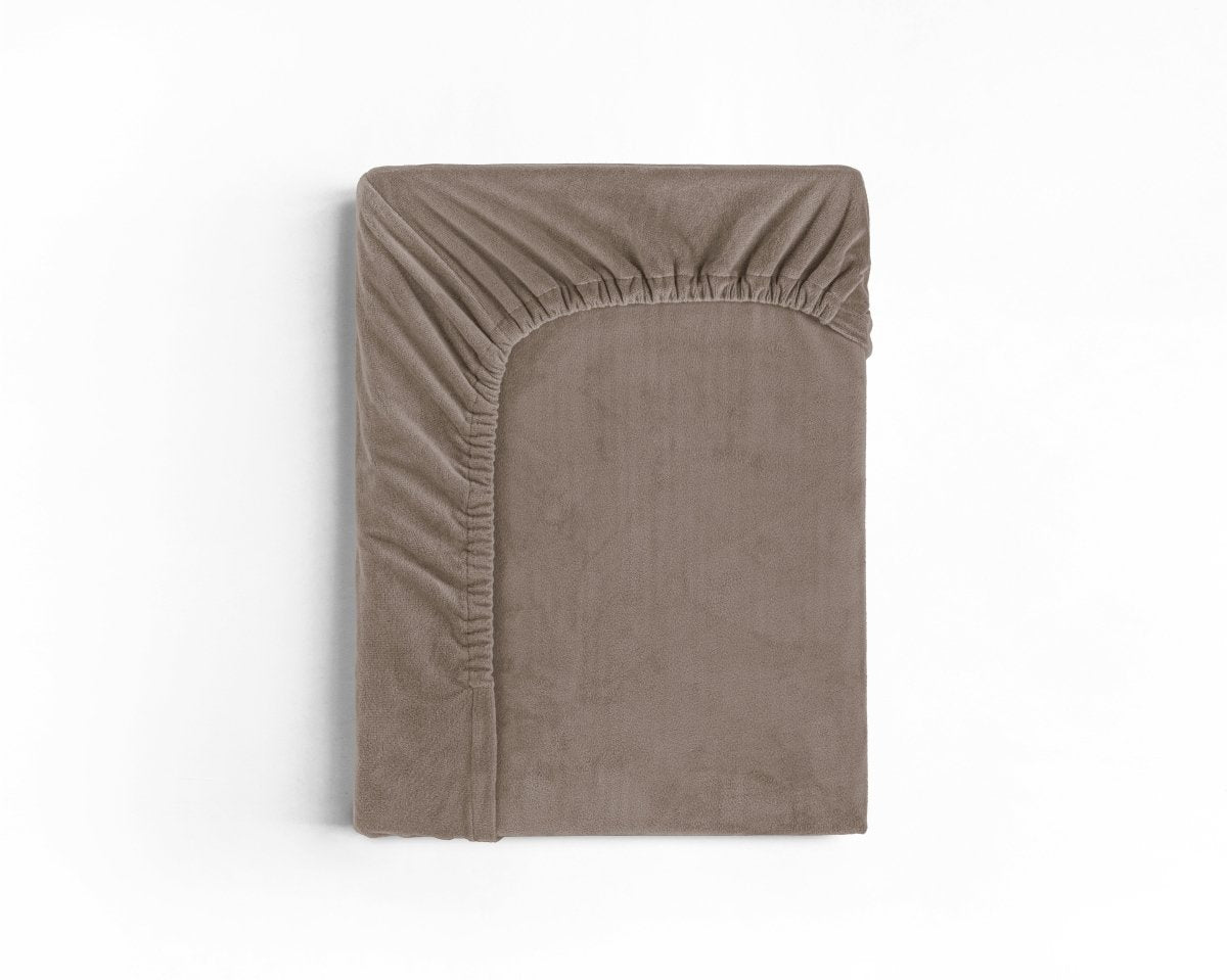 Premium Velvet Fitted Sheet | Taupe | Single 90 x 200cm (L) x 30cm (D) - The Bedding & Blankets Store