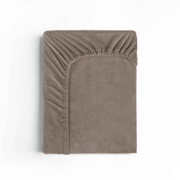 Premium Velvet Fitted Sheet | Taupe | Single 90 x 200cm (L) x 30cm (D) - The Bedding & Blankets Store