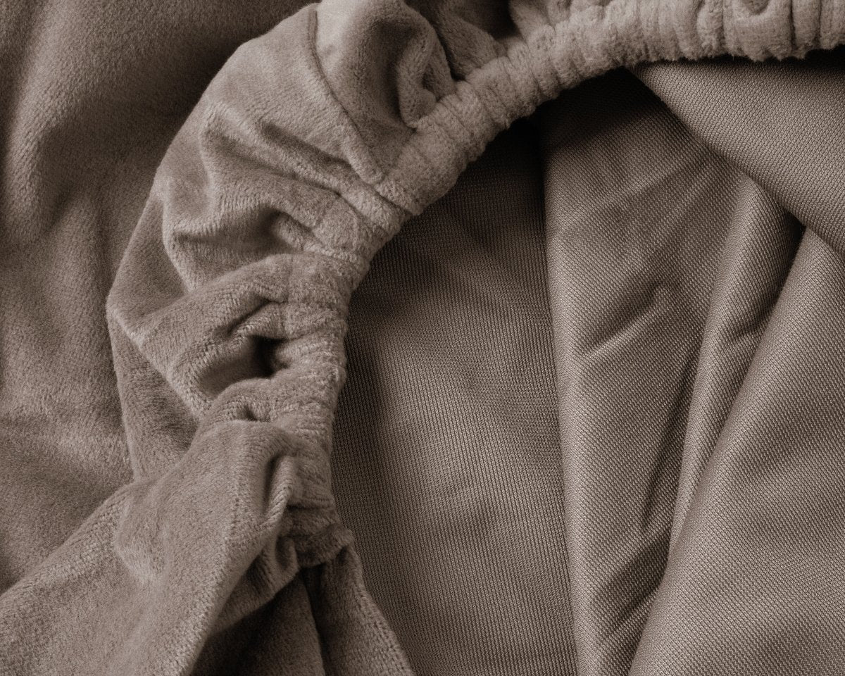 Premium Velvet Fitted Sheet | Taupe | Single 90 x 200cm (L) x 30cm (D) - The Bedding & Blankets Store