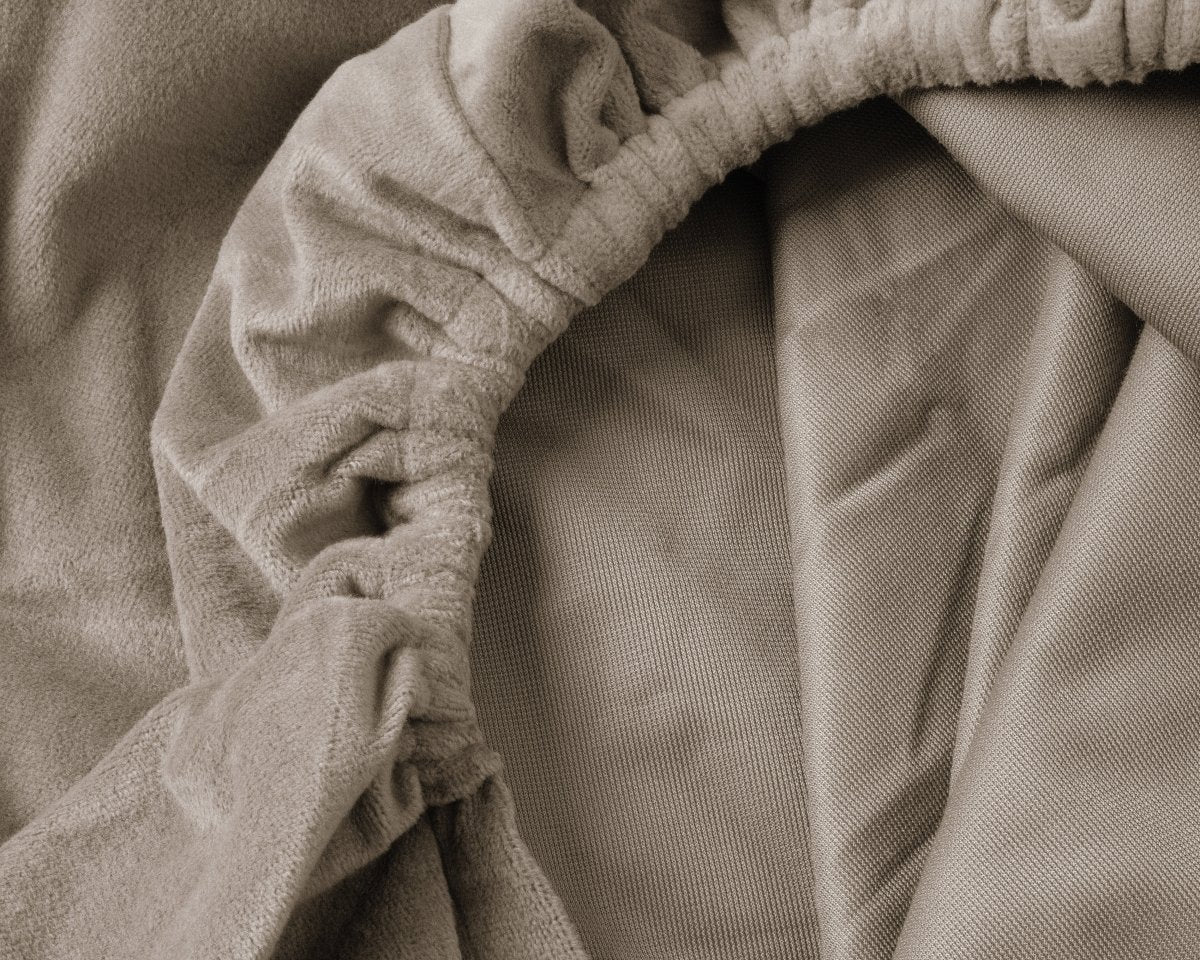 Premium Velvet Fitted Sheet | Taupe/Grey | Single 90 x 200cm (L) x 30cm (D) - The Bedding & Blankets Store