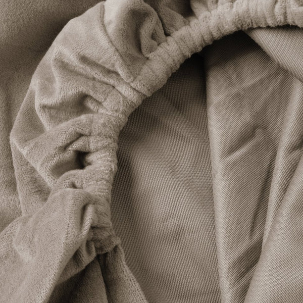 Premium Velvet Fitted Sheet | Taupe/Grey | Single 90 x 200cm (L) x 30cm (D) - The Bedding & Blankets Store